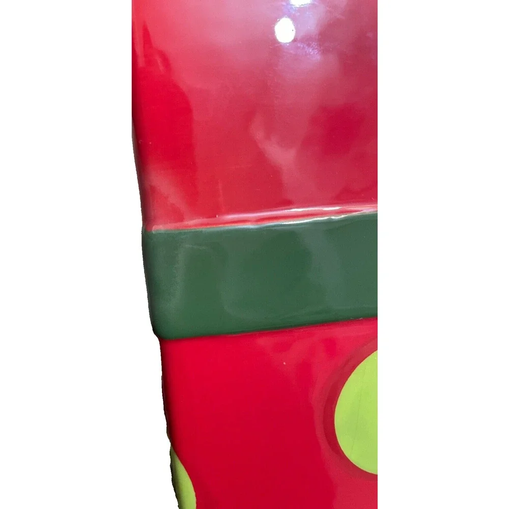 Crafty Christmas Collection Red Ceramic Box With Green Polka dot and Ribbon Jar